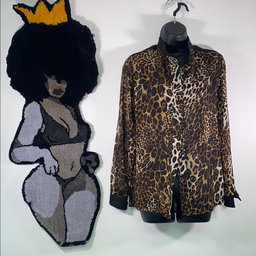 Leopard Print Button-Up Shirt